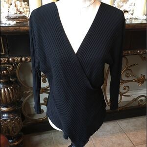 RIBBED V Neck Crossed Sweater